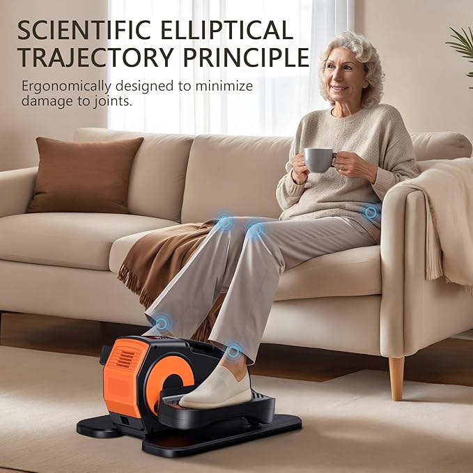 Under Desk Elliptical Machine, 2-in-1 Electric Leg Exerciser for Seniors, Quiet & Compact Pedal Exerciser with Remote, 12 Speed Elliptical Exercise Machine for Home Office