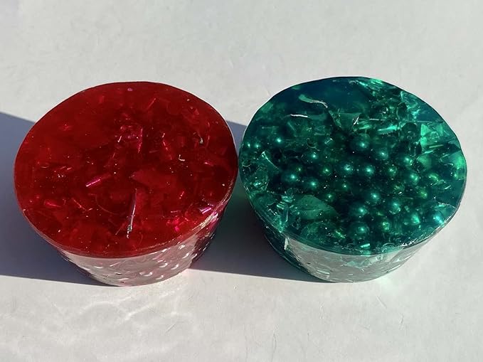 1 Green/1 Red Small Tower Buster Crystal Orgone Generator Energy Accumulator 528Hz/7.83Hz/Advance Harmonics Christmas X-Mas Gift (Red/Green Transparent)