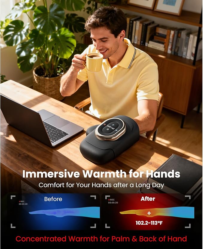 BOB AND BRAD Hand Massager with Heat and Compression, Individual Fingers, FSA-HSA Eligible, Cordless HandSpa Pro Hand Massager for Arthritis and Carpal Tunnel, Pain Relief, 5 Intensity Settings