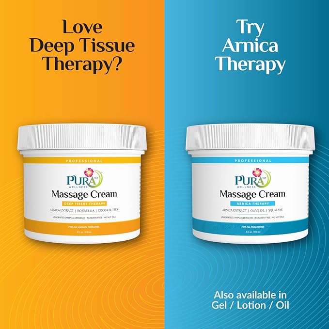 Deep Tissue Therapy 4 Fl oz Massage Cream, Professional, Massage Therapy, Unscented, Natural Ingredients, Skin Hydrating, Moisturizing, Muscle Relief, for Bruising, Recovery, Soothing