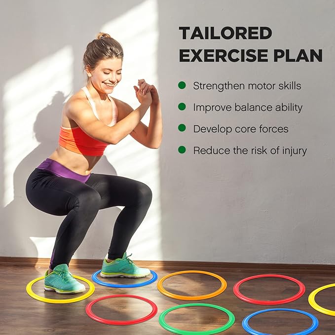 Deekin 80 Pcs Agility Rings Speed and Agility Training Rings Multicolored Exercise Speed Ring Circle Jumping Hoops for Training Toss Equipment, 15"