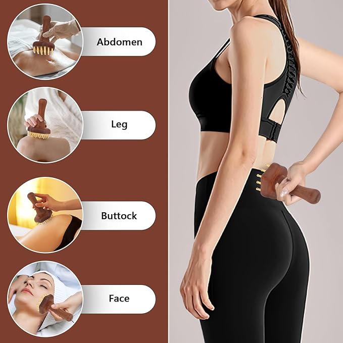 Wood Therapy Massage Tools,Lymphatic Drainage Massager Helps Reduce Cellulite for Belly Arms & Legs, Anti Cellulite Massager Body Sculpting Tools for Body Contouring & Muscle Relief