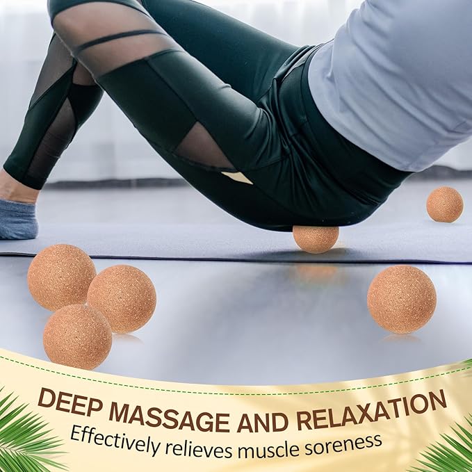 50 Pcs Cork Massage Ball Solid Hard Myofascial Release Yoga Ball for Back Foot Neck Pain Therapy Portable Tissue Muscle Release Tool for Home Office Travel (2 Inch)