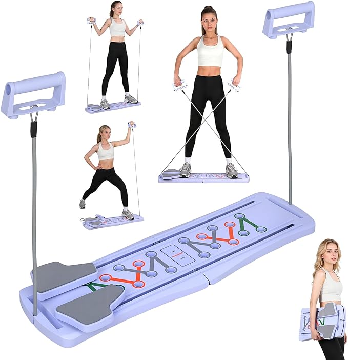 Pilates Board,Portable Pilates Reformer Equipment with Non-Slip Grip,Foldable Pilate Machine for Home Workout,Multifunctional Abdominal Board for Home