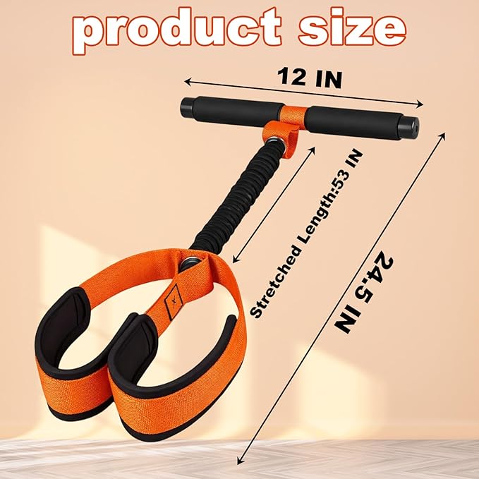 Pedal Resistance Band with Handle, Orange Resistance Bands for Working Out, Full-Body Resistance Training Equipment for Home Fitness, Exercise Band with Handles for Legs and Arms