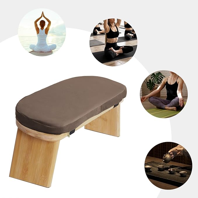 Modern Folding Meditation Bench - Kneeling Stool - Foldable Kneeling Meditation Bench Chair Travel Bag