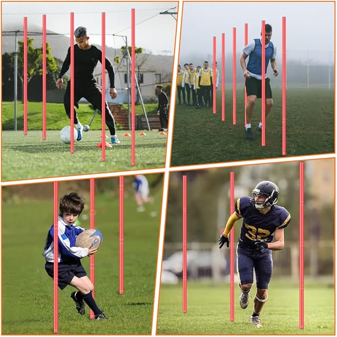 Soccer Agility Training Slalom Poles Adjustable Orange Agility Poles for Outdoor Agility Training Poles Equipment Applicable to Speed Physical Fitness Training Fitness Soccer & Basketball Training