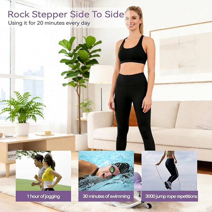 Rock Stepper Side to Side – Lateral Stepper & Glute Trainer with Resistance Bands, Low Impact Side to Side Stepper for Home Exercise, Quiet Step Rocker Machine No Assembly 250LBS