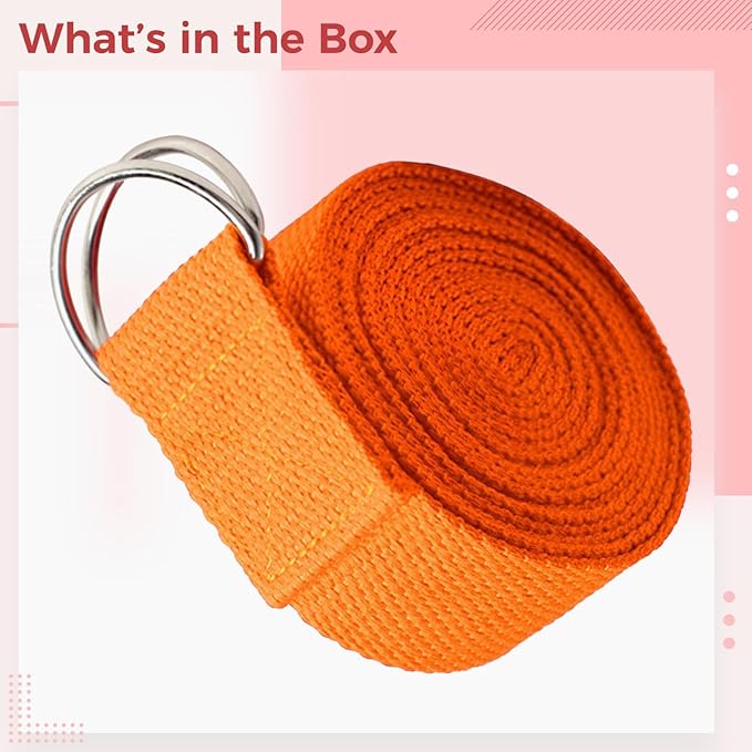 Pilates Strap With D-Loop Buckle, 70.9 In Yoga Strap, Orange For Flexibility, Body Shaping, Posture Correction & Exercise