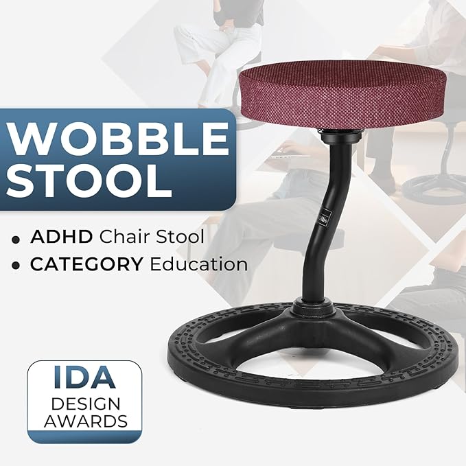 ADHD Chair for Kids, Yoga Chairs for Adults, Wobble Stool Active Flexible Seating Desk Chair with Non-Slip Base and Washable Seat Cover for Stability, Balance, Yoga, Office, School, Classroom