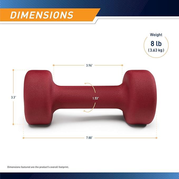 Marcy Colored Neoprene Dumbbell Hand Weights, Exercise Free Weights for Home Gym - Sold in Singles