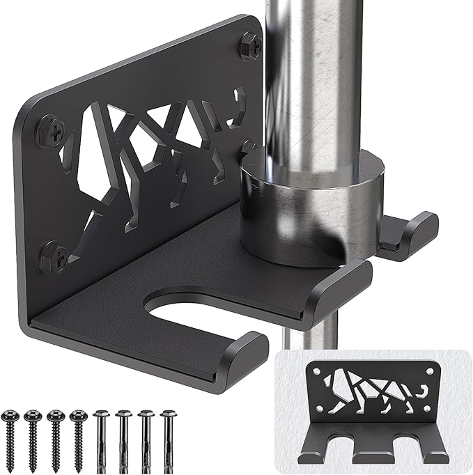 Kipika Versatile Wall Mounted Barbell Holder with Hooks Storage Rack for Barbell Bars Holds Under 33mm Bar Size and Fitness Accessories Space-Efficient Gym Organization for Home & Commercial Use