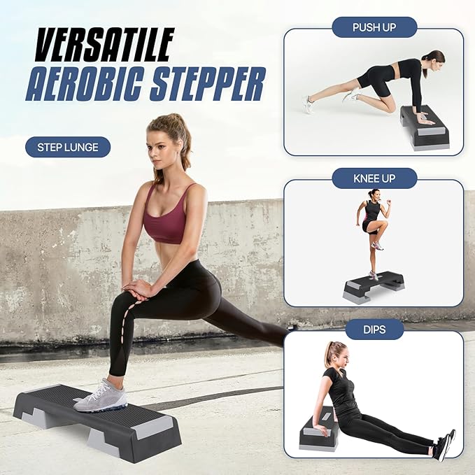 MADOG Aerobics Stepper Platform with 4/6/8 inch Height Stackable Risers
