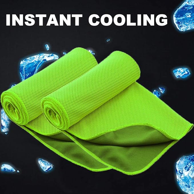 Pack of 20 Cooling Towel 40x12'' Ice Towel for Neck and Face Microfiber Chilly with Bag Breathable Yoga Gym Stay Cool Towels Sweat Rag for Workout Running Camping Pilates Beach, Green