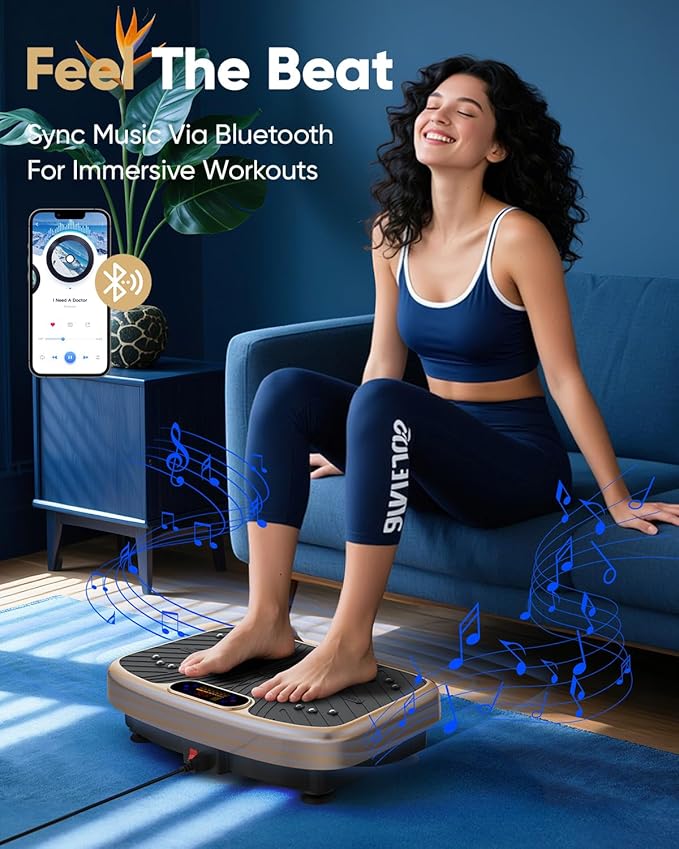 Vibration Plate Exercise Machine, Vibrating Plate Platform for Lymphatic Drainage with 200 Adjustable Speeds, Power Vibration Plate for Weight Loss & Fitness, Supports Weight 450 Lbs