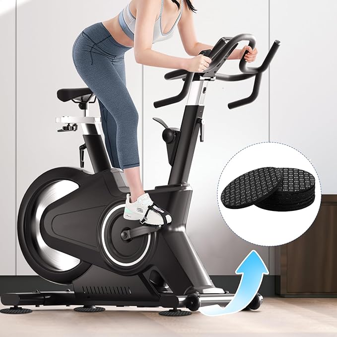 Treadmill Mat 6 Pcs, 4" x 4" x 0.2" Non-Slip Anti Vibration High Density Silicone Exercise Equipment Walking Mat for Carpet Floors, Hardwood, Concrete Floors and More (Round Shape)