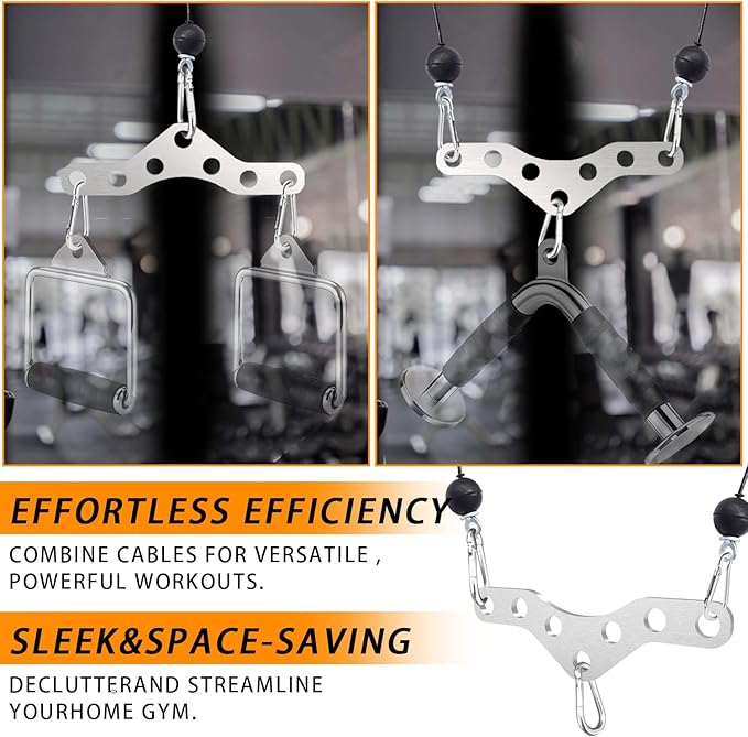 J Bryant Stainless Steel Double to Single Pulley Adaptor Plate for Cable Machine – Fitness Dual Pulley Connector with 3 Carabiners for LAT Pulldown, Triceps Pushdown, and T Bar Row Accessories