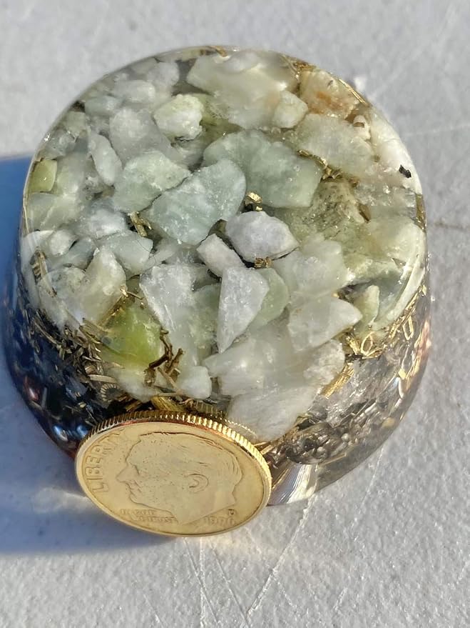 Jade Orgone Generator Energy Accumulator 528Hz/7.83Hz/Advance Harmonics Many Beautiful Ingredients and Colors! (Jade)