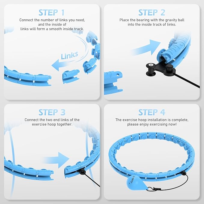 Weighted Hula Circle with 26/32 Links(56-66 Inch) for Adults Weight Loss, Infinity Fitness Hoop Plus Size, for Women Smart Exercise Equipment