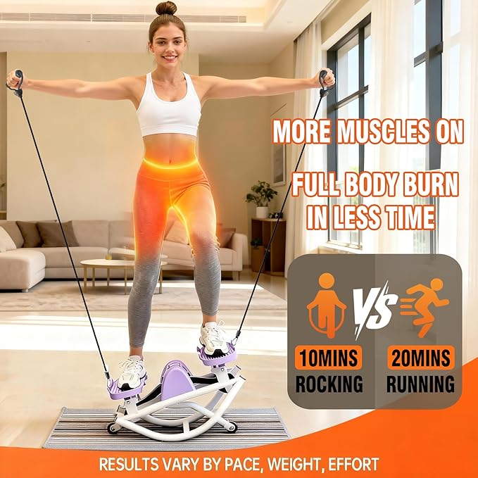 Rock Stepper for Exercise at Home, Lateral Rocking Stepper with Digital Counter & Resistance Bands, 330 LBS Weight Capacity & Low Impact, Ski Machine Full Body Workout Equipment