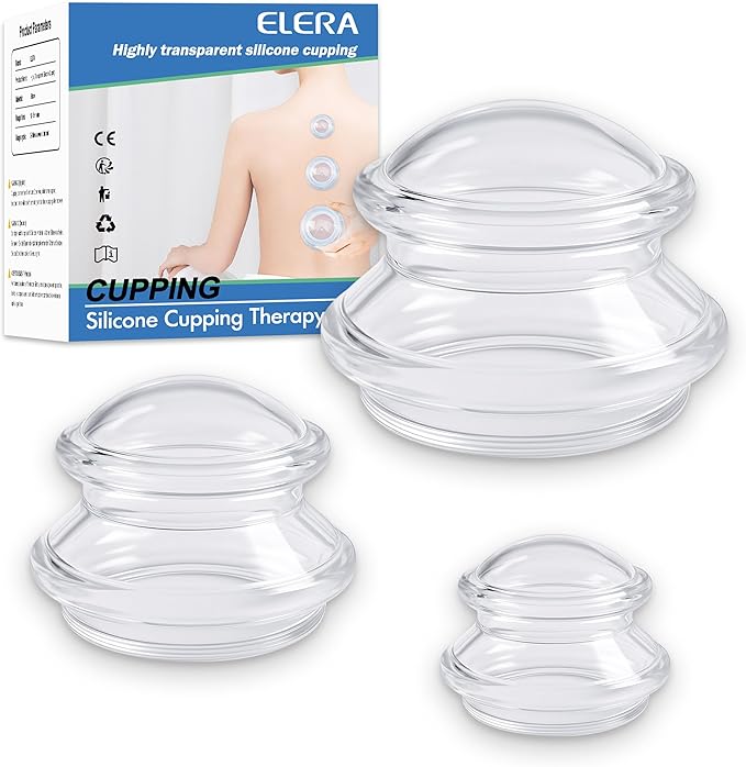 ELERA Cupping Kit for Massage Therapy – Silicone Cupping Therapy Set with 3 Massage Cups (S/M/L), Ideal for Cellulite, Relaxation & Daily Self-Care