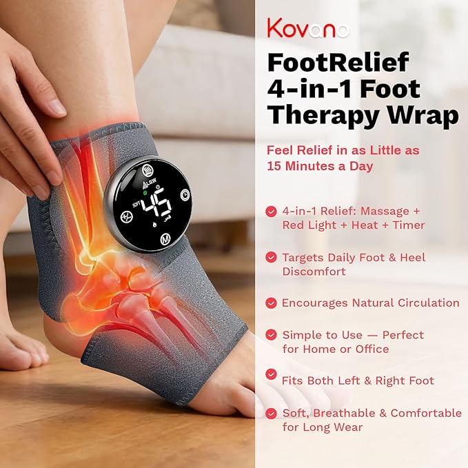 Large Fit Pro Foot Massager – Red-Light Therapy, 5-Level Graphene Heating, 6 Modes × 3 Intensities, Waterproof Inner Liner & 90-Min Rechargeable Battery,Multi-Area Use for Ankle, Knee, Back, Neck