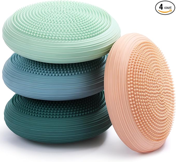 Libima 4 Pcs Wiggle Seat Inflated Wobble Cushion for Sensory Kid 13 Inches Balance Disc Flexible Seating for Classroom Sensory Pad for Chair Wiggle Cushion