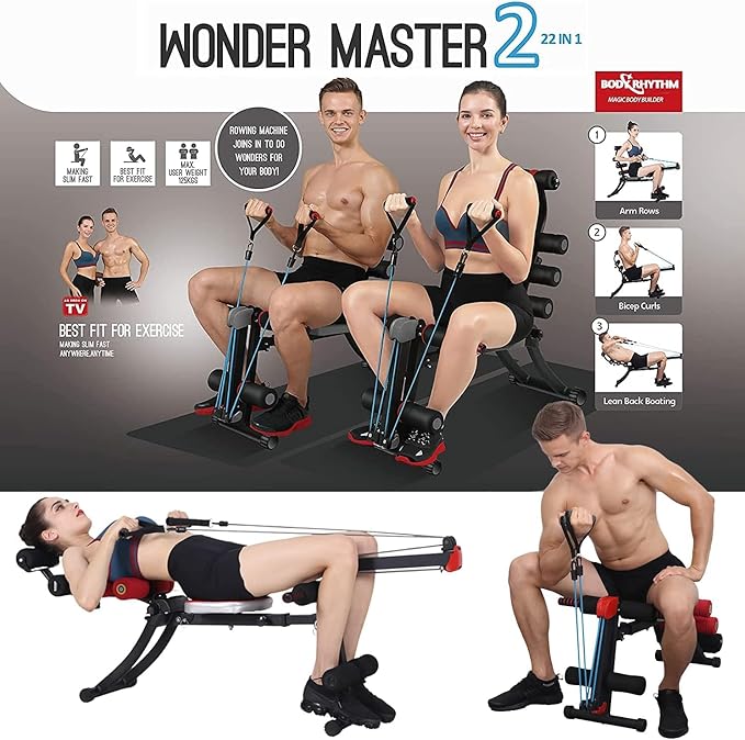 22 in 1 Wonder Master Core & Abdominal Workout Equipment, Foldable & Adjustable Rowing Machine, Core Strength Training& Abdominal Exercise Trainers with 22 Ways to Exercise for Home Gym