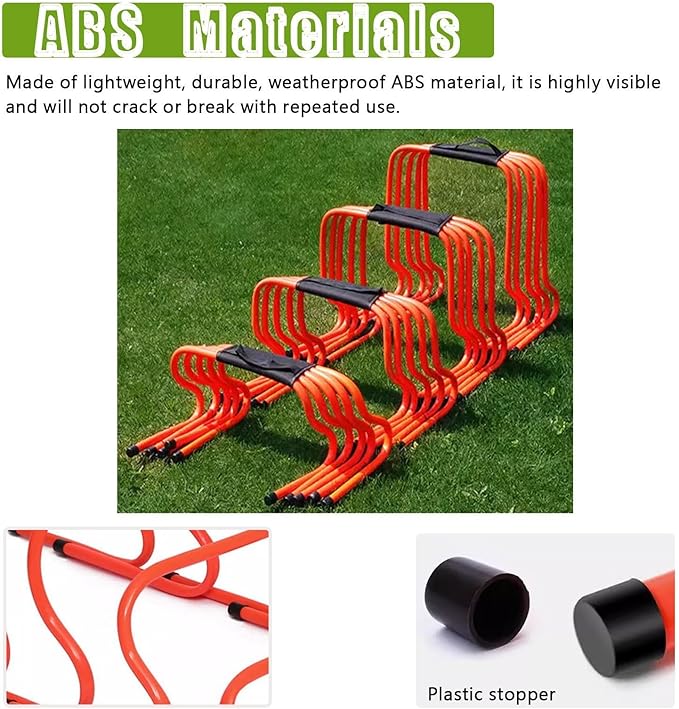 Soccer Training Agility Hurdles, 5 Pack Different Height Mini Speed Hurdles with Carry Strap, Portable Workout Jumping Hurdles Obstacles Bar