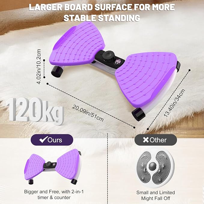 Waist Twisting Machine, Ab Twister Board for Exercise, Noiseless Exercise Waist Twister for Home Gym Equipment, 330 lbs Capacity | Track Time, Reps, Calories with Digital Display