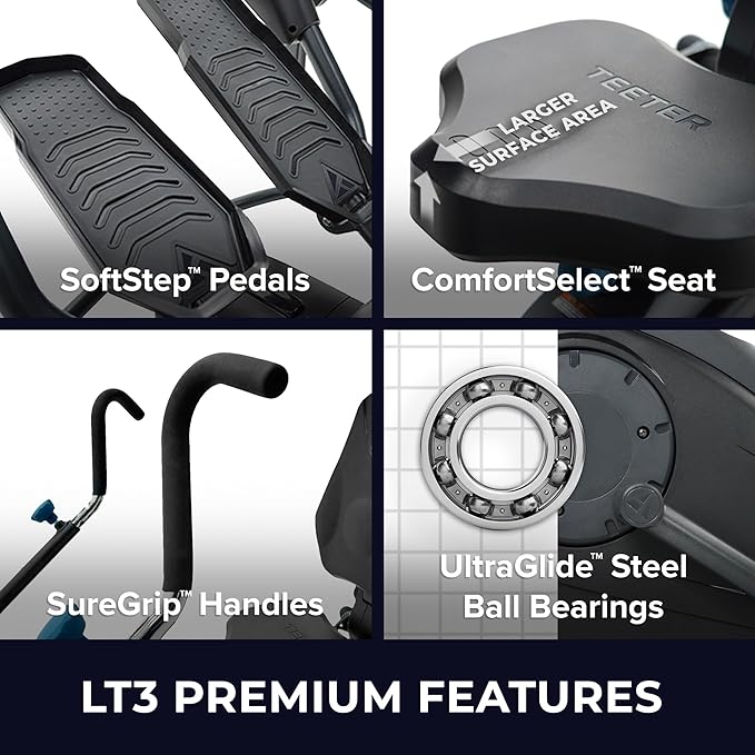 Teeter FreeStep Recumbent Cross Trainer Stepper, Zero-Impact Exercise Bike Alternative w/Patented Physical Therapy Stride, Up to 350lb, Free App w/Trainer Workouts (LT3+Mat Bundle)