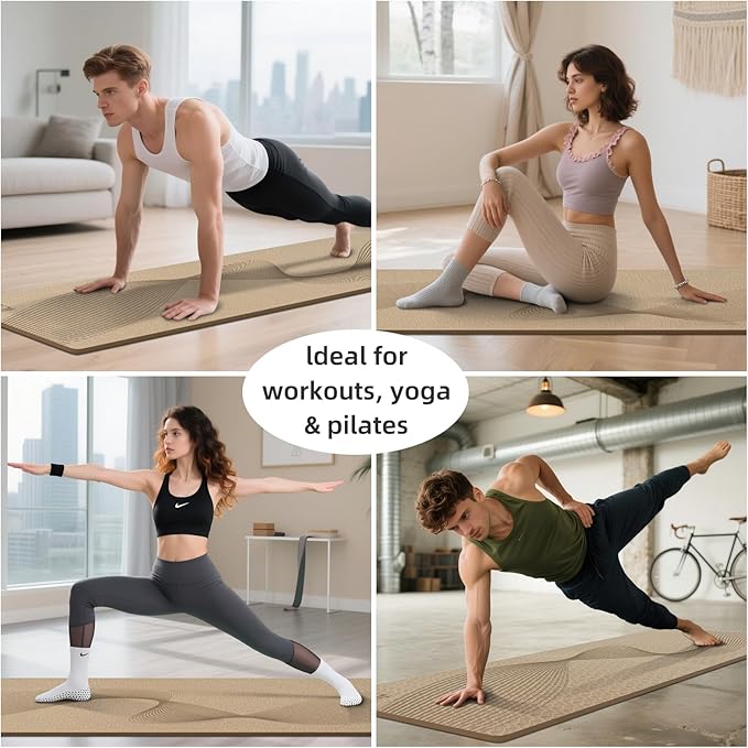 ILILI Yoga Mat, 72x25×0.3 Inch, TPE Exercise Mat, Tear-Resistant, Fitness Yoga Mat with Carrying Strap, Ideal for Yoga, Pilates, Home Workouts, Stretching & All Fitness Routines