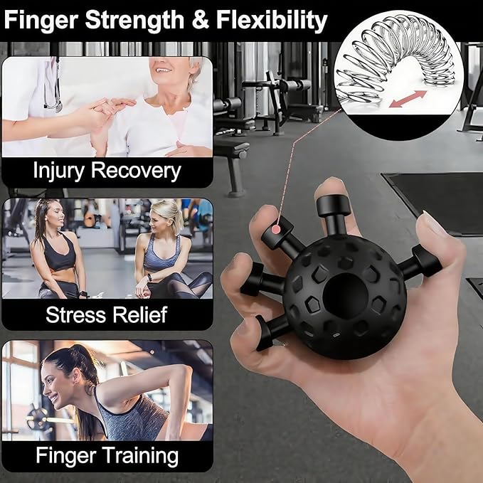 2 Pack Finger Grip Strengthener,Resistance Hand Gripper for Strength Training, Physical Therapy, Forearm Workout & Grip Strength Tester - Black