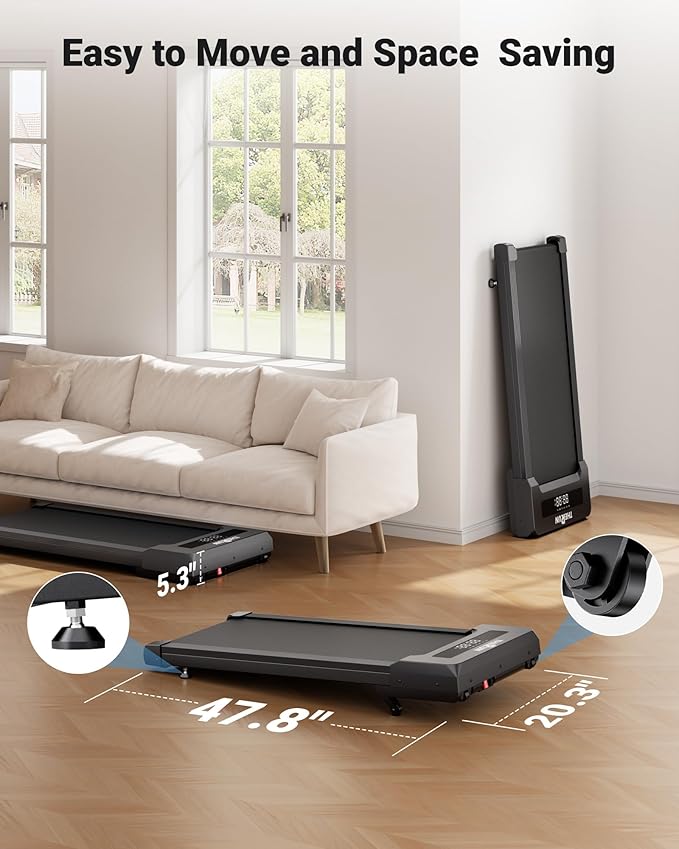 THERUN 10% Walking Pad with Auto Incline, Walking Pad for Home and Office, 2.5 HP Brushless Core Portable Under Desk App Walking Pad with Remote Control and LED Display
