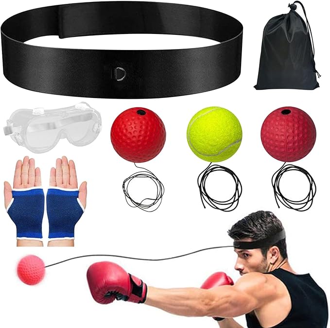 Boxing Reflex Ball Headband Set,Boxing Reflex Balls with Adjustable Headband,for Beginner Proficiency Improvement,Great Boxing Equipment