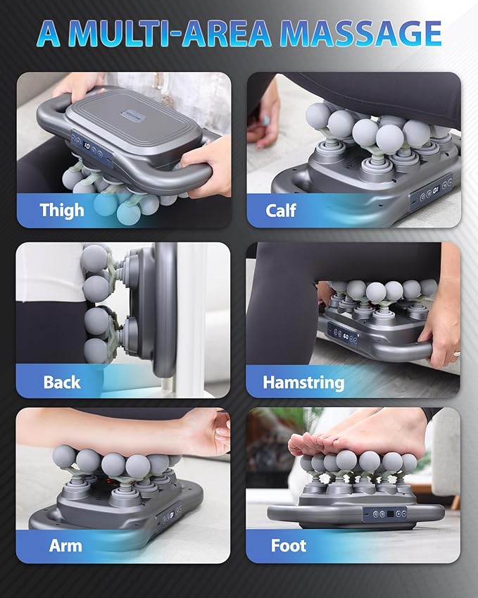 16-Head Massage Gun, Deep Tissue Percussion Massager with 9 Modes & 9 Intensities, 2600mAh Battery Back Bassager for Pain Relief Deep Tissue for Muscle Pain Relief in Back, Legs, Shoulders
