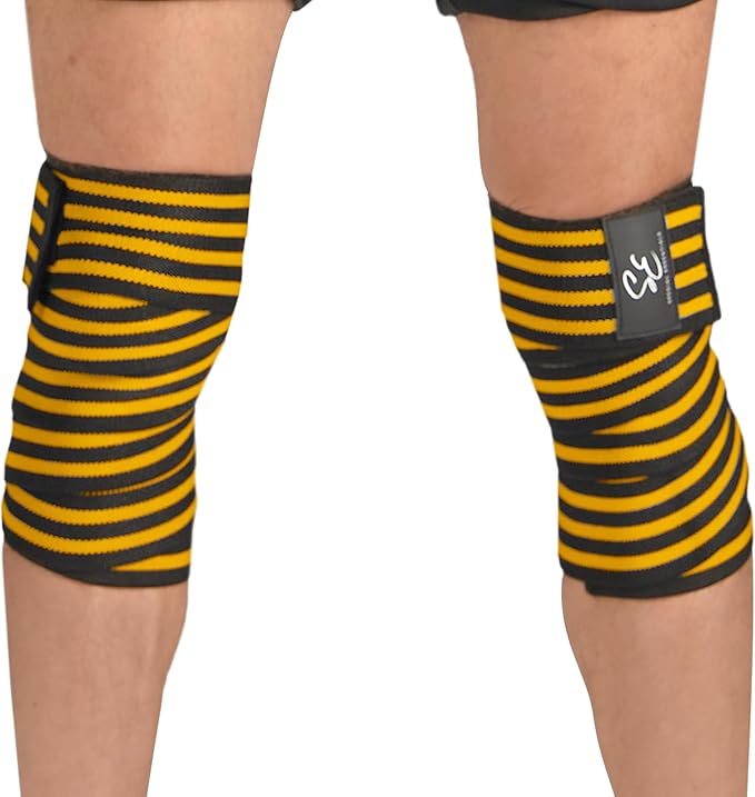 Special Essentials Knee Wraps for Weightlifting with Strap (2 Pack) - 72 Inches Flexible Support for Men & Women, for Powerlifting, Squats, Leg Press, and Cross Training
