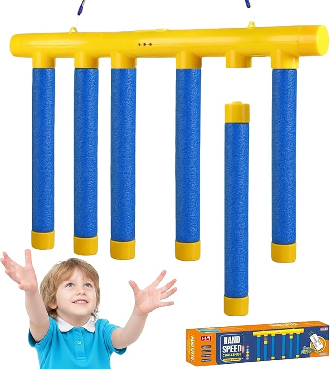 Catching Sticks Game, Drop Sticks Game, 3-Speed Adjustable Hand Eye Coordination Reaction Training Toy, Hand Speed Challenge for Kids and Adults (Blue)
