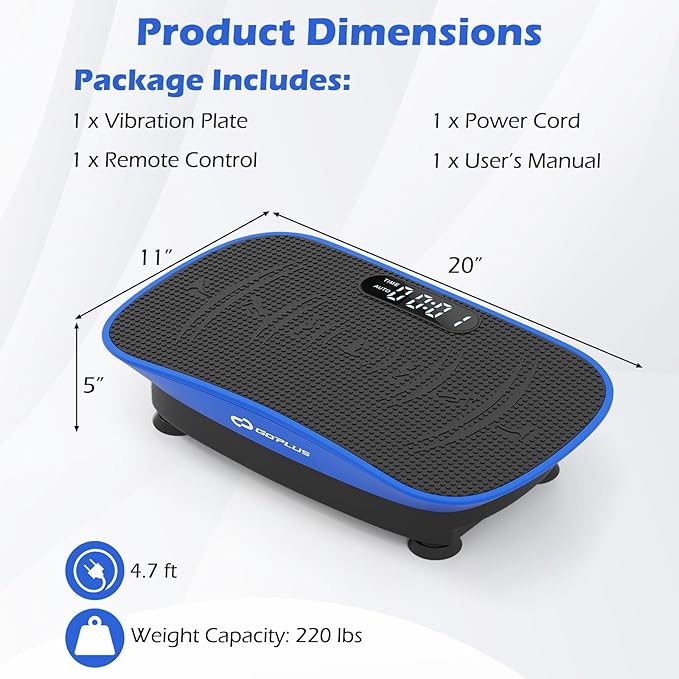 Goplus Vibration Plate Exercise Machine, Vibrating Platform for Lymphatic Drainage w/Remote, LED Display, Home Workout Full Body Shake Board for Weight Loss