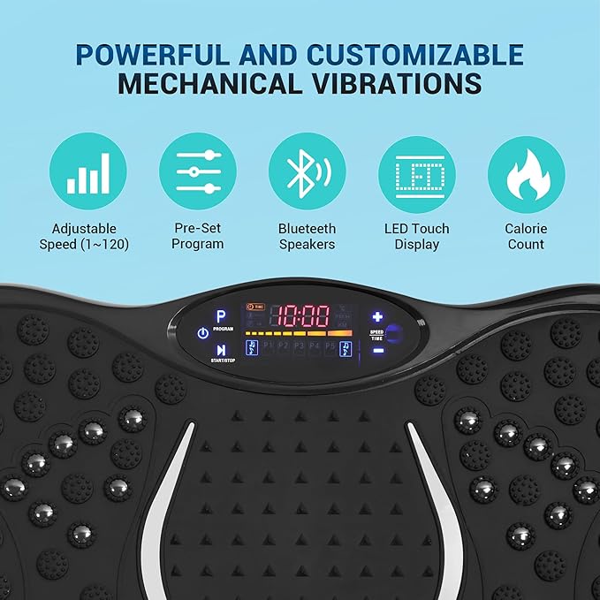 Mibest Vibration Plate Exercise Machine for Lymphatic Drainage & Weight Loss – Vibration Platform with Remote Control & Resistance Bands for Full Body Workout Fat Burn for Women & Men