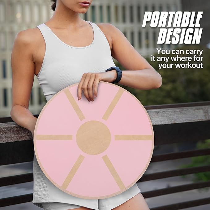 MADOG Wooden Wobble Balance Board for Adults, 15.5" Anti-Skid Sandpaper for Workout Core Trainer Physical Therapy, Home Gym Stability Board