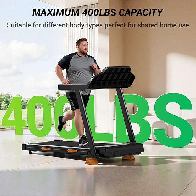 Treadmills for Home with 16% Incline & Led Screen, 7-Layer Shock-Absorbing Foldable Treadmill with Handle Bar for Convenient Storage, 3.0HP Walking Pad Treadmill Up to 400lbs 0.6-7.0MPH
