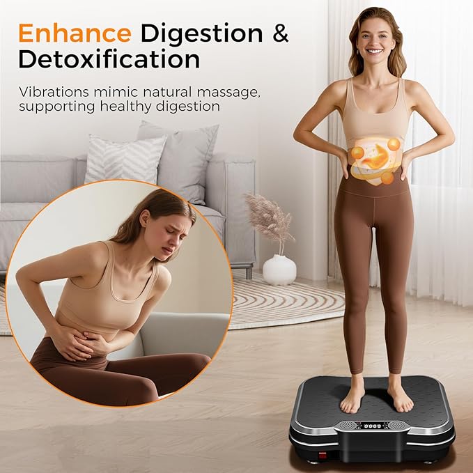Vibration Plate Exercise Machine for Lymphatic Drainage Power Vibration Platform Machines, 400 Lbs Capacity Vibrating Shake Plate Board with Bluetooth, Home Fitness Gifts for Fat Burner Gifts
