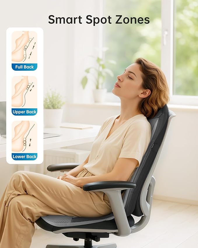 COMFIER Shiatsu Back Massager with Heat, Kneading & Vibration,Massage Chair Pad for Back Relief deep,Chair Massager for,Hip,Heated seat Cushion,Home Office,Gifts for Women Men,Dad,Mom