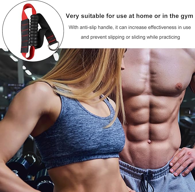 Fitness Handle and Non-slip Exercise Grip for Home Resistance Bands, Pulldown Training Rope Attachment, Strength Training Equipment Accessory for Workout and Gym Use