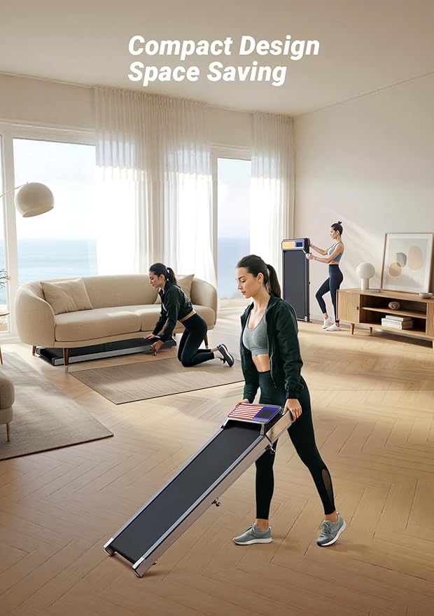 Walking Pad Treadmill, Portable Treadmills for Home, 2.5 HP Quiet Under Desk Treadmill with 5% Incline, 265/300 Lbs Capacity, 15" X 35.4" Running Walking Pad, Home Office Walking