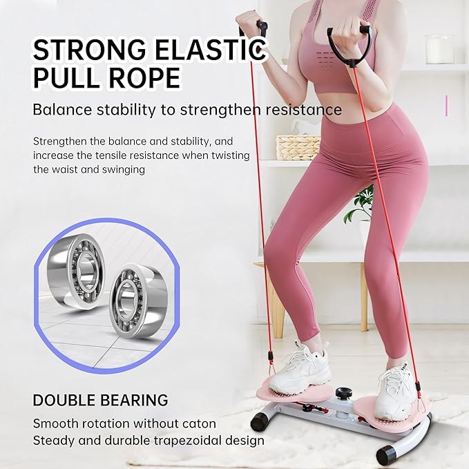 Waist Twister Board twisting machine exercise twist ab training – Noiseless Fitness Tool with Loop Resistance Bands, Foot Massage, and Core Workout for Belly Fat Loss