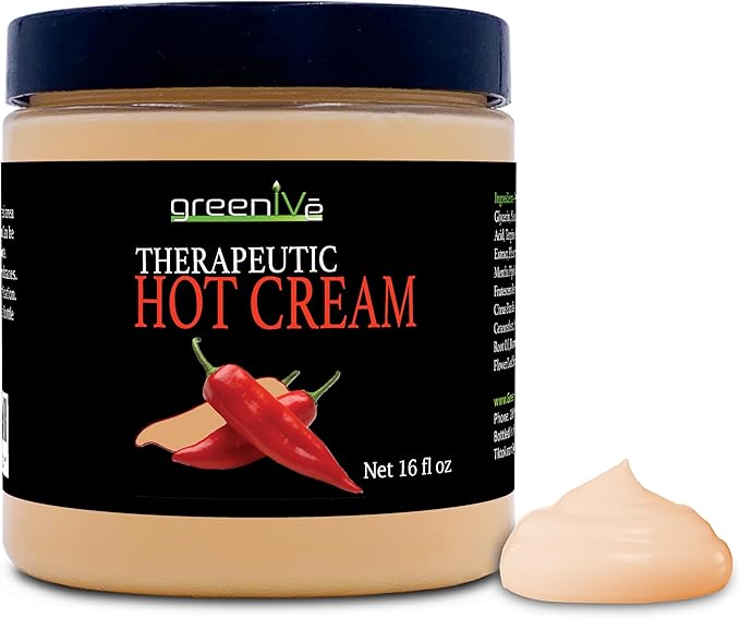 GreenIVe Hot Cream Massage Lotion for Joints Muscles and Skin Tighting Wraps Hot & Cold Sensation Bulk Jar (16oz Jar)