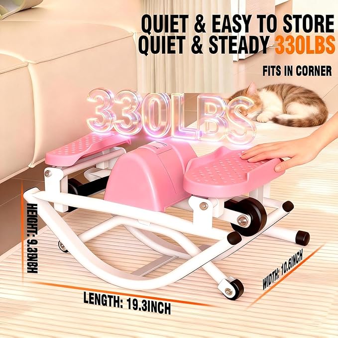 Rock Stepper for Exercise at Home, Lateral Rocking Stepper with Digital Counter & Resistance Bands, 330 LBS Weight Capacity & Low Impact, Ski Machine Full Body Workout Equipment