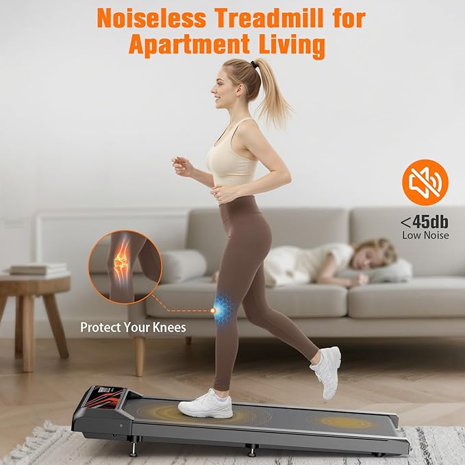 Walking Treadmill Pad with 5% Adjustable Incline and APP Sync, Small Compact Under Desk Treadmills for Home and Office with Remote Control and LED Display, 2.5HP